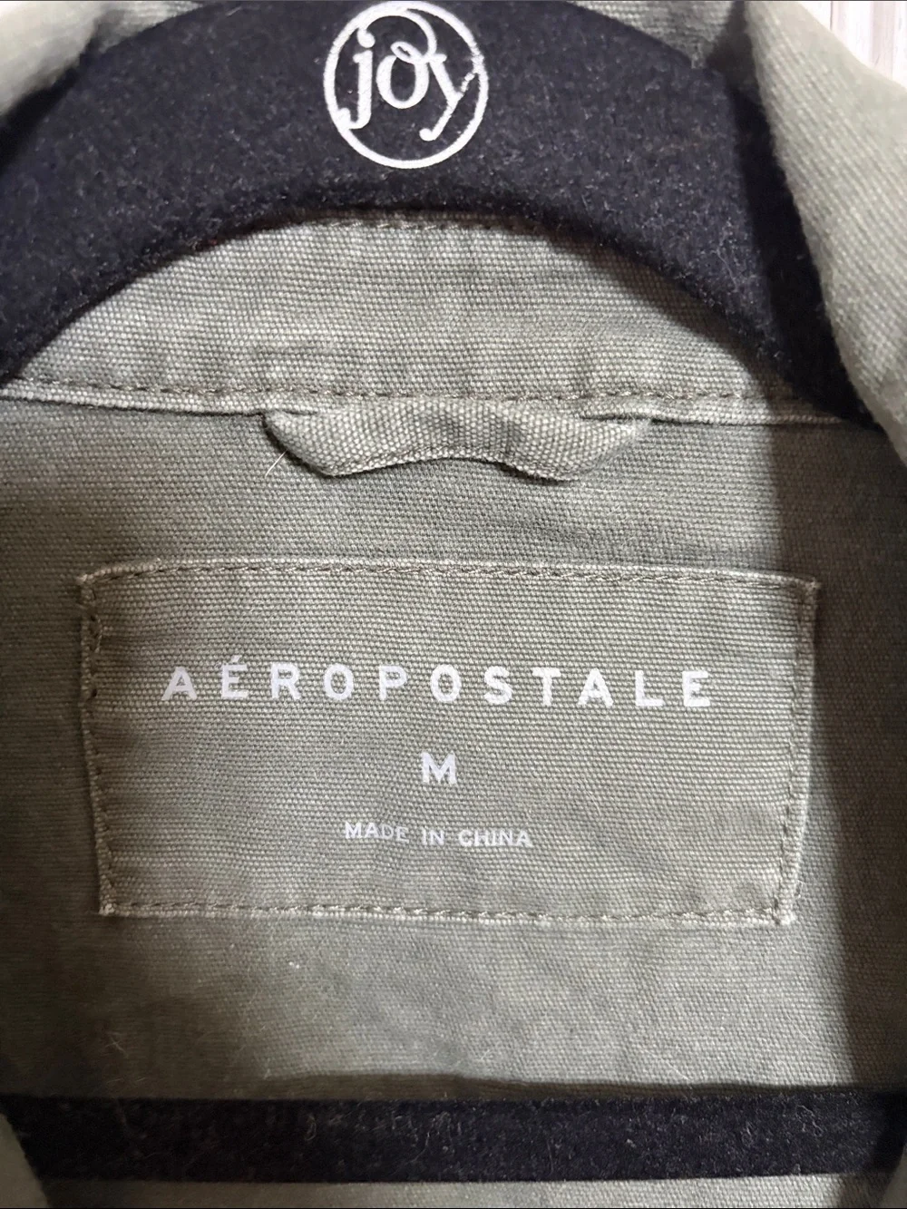 Aeropostale Olive Green Utility Jacket with Front Flap Pockets